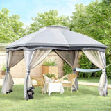 ZUN 10' x 12' Outdoor Gazebo, Patio Gazebo Canopy Shelter w/ Double Vented Roof, Zippered Mesh W2225142547