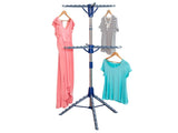 Space-Saving 2-Tier Steel Tripod Hanging Clothes Drying Rack, Blue/Silver 19496175