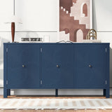 U_STYLE Sideboard with Curved Swirl Patterned Doors and Artistic Three-Door Design,Suitable for N711P178411V