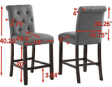 Leviton Solid Wood Tufted Asons Counter Height Stool, Set of 2, Grey T2574P165115