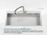 Stainless Steel Kitchen Sink, 27x19 Single Bowl, Overmount Handmade Sink in Dark Gray, with US 09877789