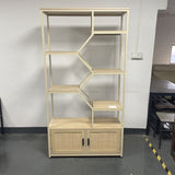 Rattan bookshelf 7 tiers Bookcases Storage Rack with cabinet for Living Room Home Office, Natural, W116283371