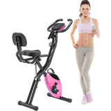 ZUN Folding Exercise Bike, Fitness Upright and Recumbent X-Bike with 16-Level Adjustable Resistance, Arm 37870100