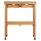 Outdoor Garden Potting Bench Table, Wooden Horticulture Planting Worstation with Metal Tabletop, 2 74289358