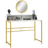 ZUN Modern Vanity Makeup Desk with Mirror, Dressing Table with Open Storage, Faux Marble Finish and 06717574