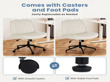 PU leather Armless Office Chair Criss Cross Legged Chair with Wheels, Beige 83019500