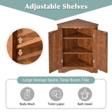 Brown Triangle Bathroom Storage Cabinet with Adjustable Shelves, Freestanding Floor Cabinet for Home WF291467AAD