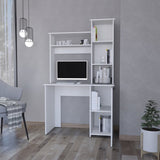 White 3-Tier Storage Shelves Computer Desk B062P175110