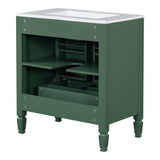 30" Bathroom Vanity with Sink, Two Doors with Shelf, Soft Close Door Hinges, Vintage Style, Green N759P226000F