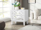 2pcs 45*30*60cm MDF Spray Paint, Smoked Mirror, Two-Drawn Carving, Bedside Table, White 22300733