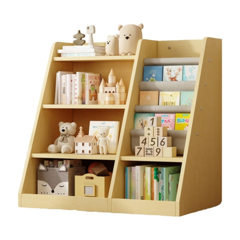 ZUN Wooden Toy Storage Organizer Cabinet Natural/ Wood Kids Bookshelf Children Bookcase Toddler Baby 91677276