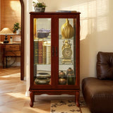 Curio Cabinet Lighted Curio Diapaly Cabinet with Adjustable Shelves and Mirrored Back Panel, 38267420