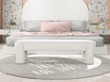 Hugo 49" Oval Fully Upholstered Bench, Milk Cream White Boucle B2719P238467