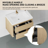 30" Wall-Mounted Bathroom Vanity with Sink, Floating Bathroom Storage Cabinet with Stone Resin W1573P211183