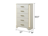 Jasmine 5-Drawer Chest with side LED Lightning made with Wood in Beige 659436285736