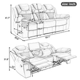 Home Theater Seating Manual Recliner Chair with Center Console and LED Light Strip for Living Room, WF310727AAD