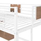 ZUN Twin Metal Loft Bed with Desk and Shelve,White MF292037AAK