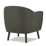 Gray Fabric Upholstered Accent Chair 1pc Espresso Finish Legs Button Tufted Solid Wood Furniture B011P182505