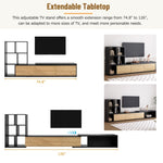 ZUN ON-TREND 74.8''-126'' Extendable TV Stand with 3 Tier Bookshelves for TVs up to 110'', Adjustable WF531669AAB