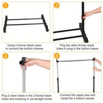 ZUN Garment Racks 3ft-5.18ft Height Adjustable Clothes Stand Foldable Clothes Hanger w/ Wheels Storage 59687862