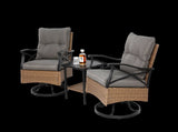 Outdoor Swivel Rocker Chairs Set 3 Piece with 1 Table and 2 Rocking & Swivel Chairs Support 350lbs W640P256770