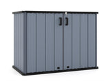 23.5 Cu.ft Outdoor Storage Shed with Lockable Door, PP HDPE Horizontal Garden Tool Cabinet - Gray 97596536