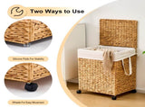 Laundry Hamper with Lid and Wheels, Woven Natural Water Hyacinth Rolling Laundry Hamper 43641867