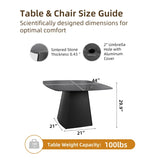 Modern 44" Rounded Square Outdoor Pedestal Dining Table, Black Sintered Stone Top, Flared Pyramid W1886P310020