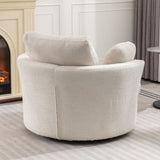 Oversize Round Swivel Chair Cozy Club 360 degrees Swivel Sofa with 3 Pillows Fabric for Living Room W2231P143513