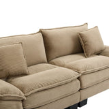 Corduroy Sofa Sleeper Couch Loveseat Sofa with Pillows Comfy Upholstered Deep Seat Sofa for W676P227338
