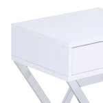 ZUN White and Chrome 1-Drawer Rectangular Accent Table B062P185654