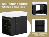 20 Inch Bathroom Vanity with Ceramic Sink, Diamond Pattern Door Design, Gold Handle & Side Storage N725P314033B