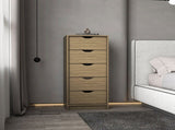 Dresser 42"H, 5 Drawers , Slim Storage Chest of Drawers, Natural Oak B097P350317
