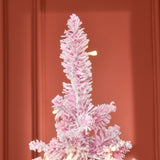 6ft Prelit Snow Flocked Artificial Christmas Tree with Pencil Shape, Pine Realistic Branches, Warm 81303007