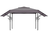 3.3x12.5FT Double Top Grill Gazebo, Dark Gray Polyester BBQ Canopy with Adjustable Side Sunshades, 29074348