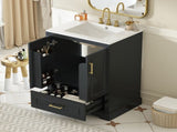 24"Bathroom Vanity with Sink, MDF Cabinet with Solid Wood Frame, 1 Divided Drawer and 2 Soft Close N729P321378B