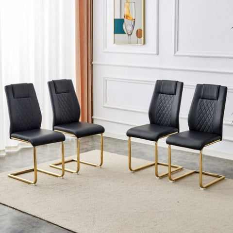 ZUN Modern dining chairs with faux leather padded seats, dining room gold metal leg upholstered W1151107096