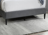 Elegant Modern Gray Brushed Linen 1pc Queen Size Bed Upholstered Box Design Headboard Bedframe B011P238938