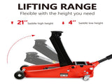 Floor Jack, 4 Ton Low Profile Floor Jack, Heavy-Duty Steel Racing Floor Jack with dual Piston Quick W1239115445