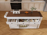 74.8" Kitchen Island Extendable Dining Table & Power Outlet - Rolling Storage Cart on Wheels 37564725