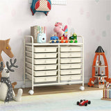12-Drawer Rolling Storage Cart - 2-Row 10-Storey, Multicolor Drawers, 4 Wheels , White 38074436