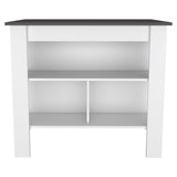 Cala Kitchen Island, Four Legs, Three Shelves -White / Onyx B20092011