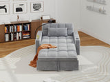 Corduroy Pull-Out Sleeper Chair With Pillow, Brushed Stainless Steel Cup Holder, Phone Stand & Usb 32006606