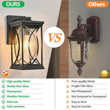 1-pack Black Outdoor Wall Lantern with Crackled Glass, Weather-Resistant Exterior Light Fixture for W1340P239410
