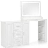 59" Makeup Vanity Desk with Mirror, Vanity Mirror with Lights, Dressing Table with 3 Drawers and 2 N704P263504K