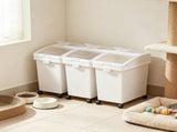 3-Pack 25L Large Rice Storage Container, Airtight Dog Food Dispenser Bin with Wheels & 3 Scoops, 15843585