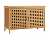 Bamboo Bathroom Floor Cabinet, 2-Door Storage with Interior Shelf, Hollowed-Out Ventilated Doors, 38741811