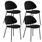 Set of 4 Upholstered Boucle Fabric Dining Chairs Mid-Century Modern Dining Chairs with Curved W3010P291312