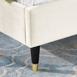 Rozitta Beige Velvet Wingback Platform Bed, King T2574P196963