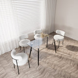 51" Dining Table Modern Minimalist Rectangular Glass for 4-6 with 0.31" Tempered Glass Tabletop and W2189P255605